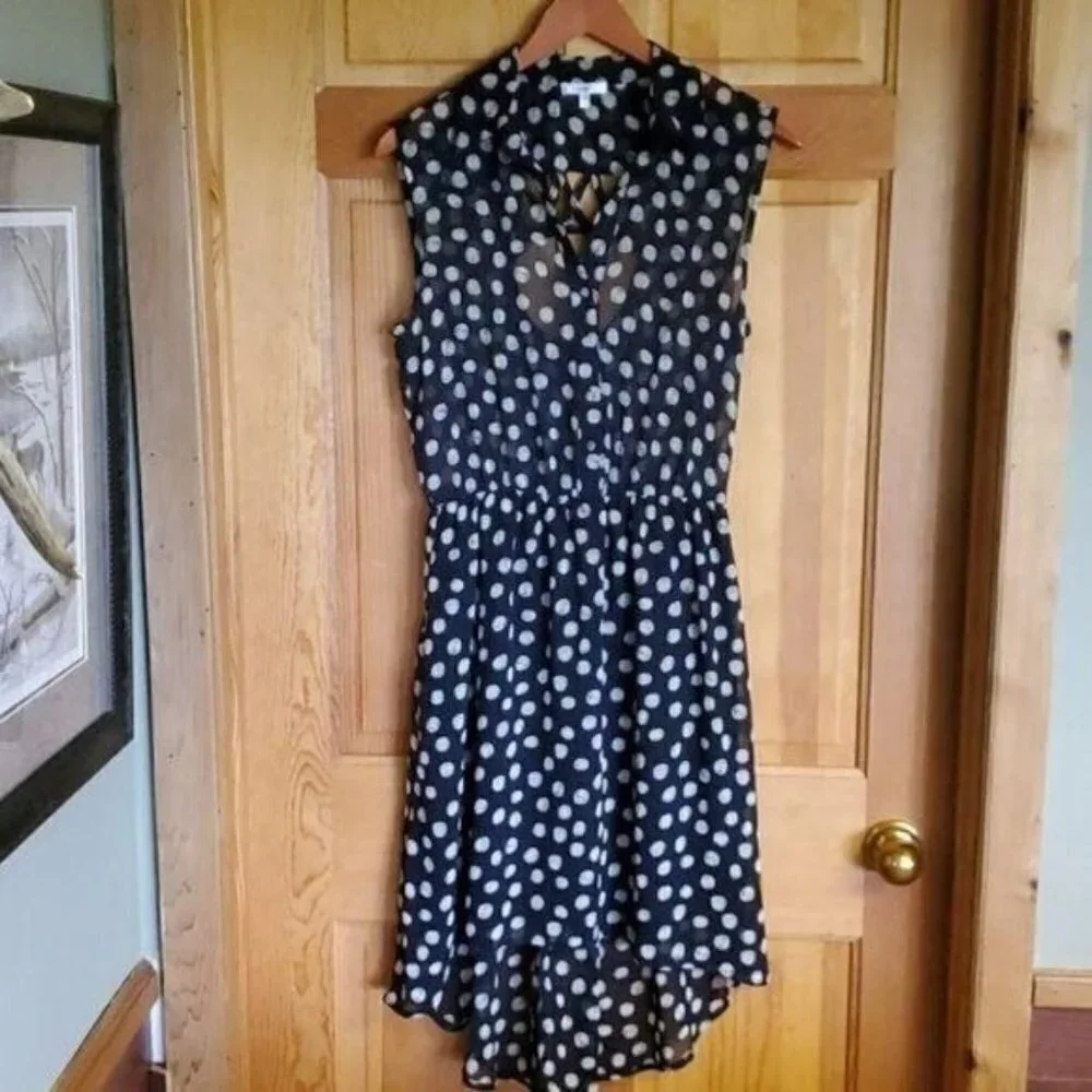 black halo eve stirling cocktail dress Halo | Dresses | Halo Womens Black Polka Dot Sleeveless High Low Lattice  Back Dress Size M
